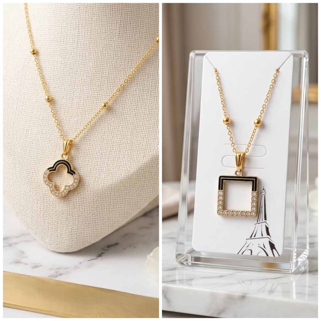 Korean Gold Plated Pendant Necklace Combo Pack of 2