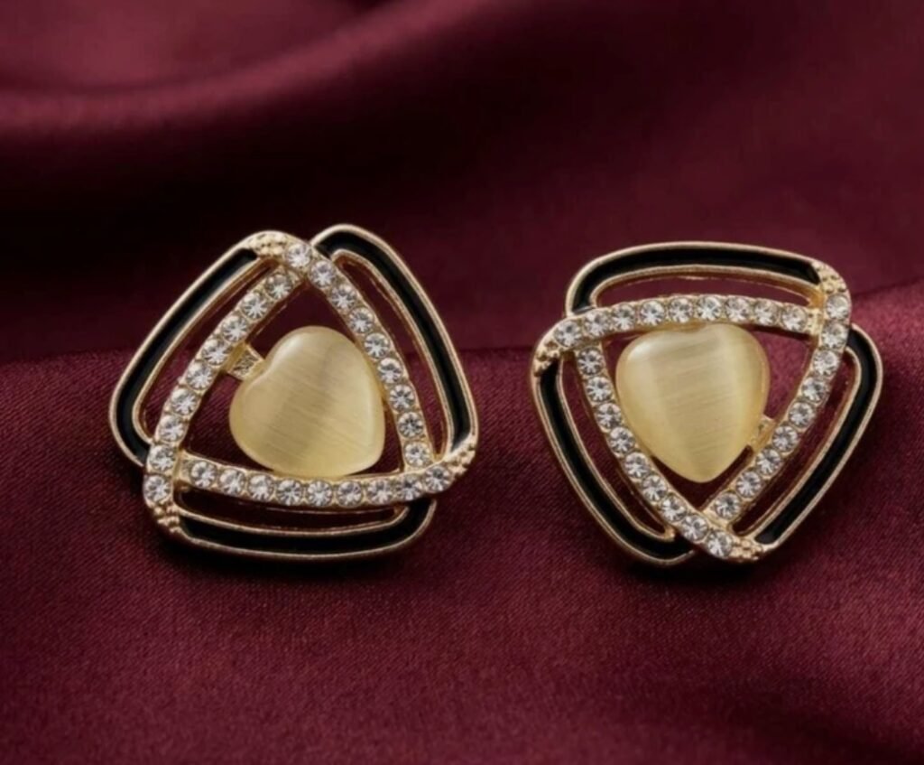 Designer Geometric Stone Stud Earrings Collection
