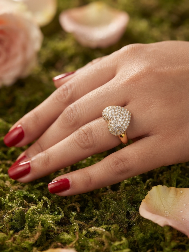 Gold Heart Crystal Ring