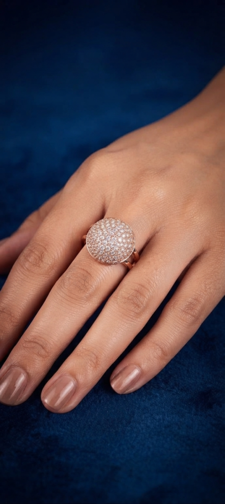 Gold Round Crystal Ring